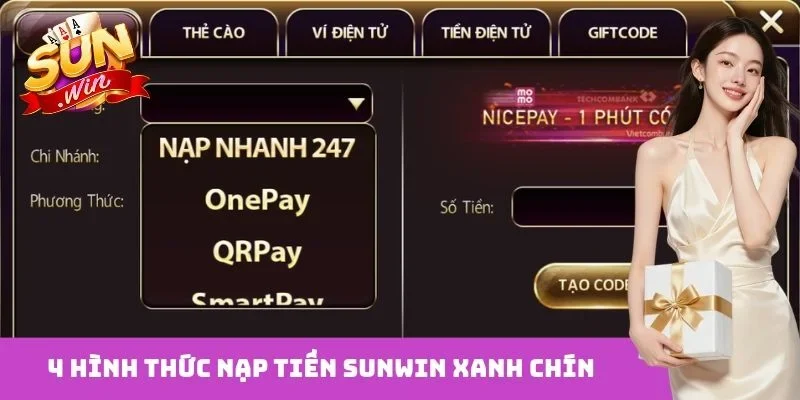 4 hình thức nạp tiền Sunwin xanh chín