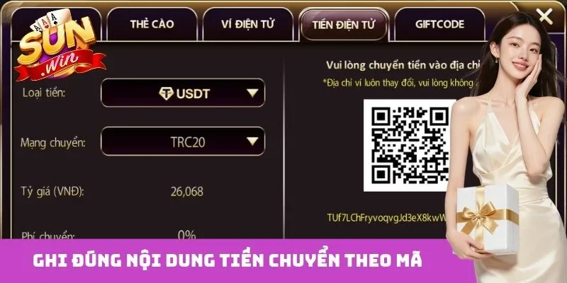 Ghi đúng nội dung tiền chuyển theo mã