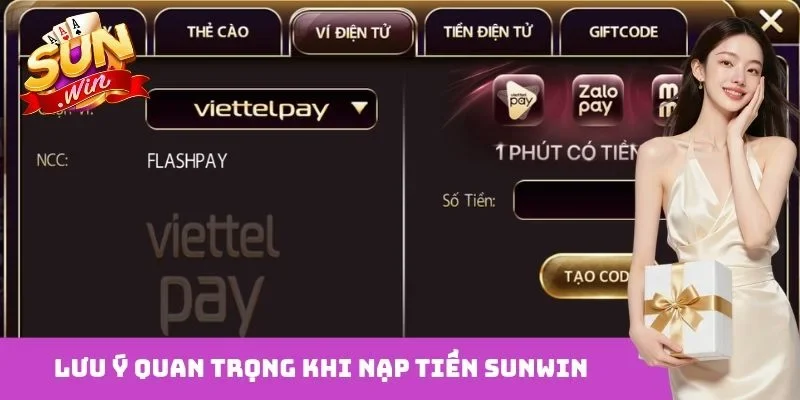 Lưu ý quan trọng khi nạp tiền Sunwin